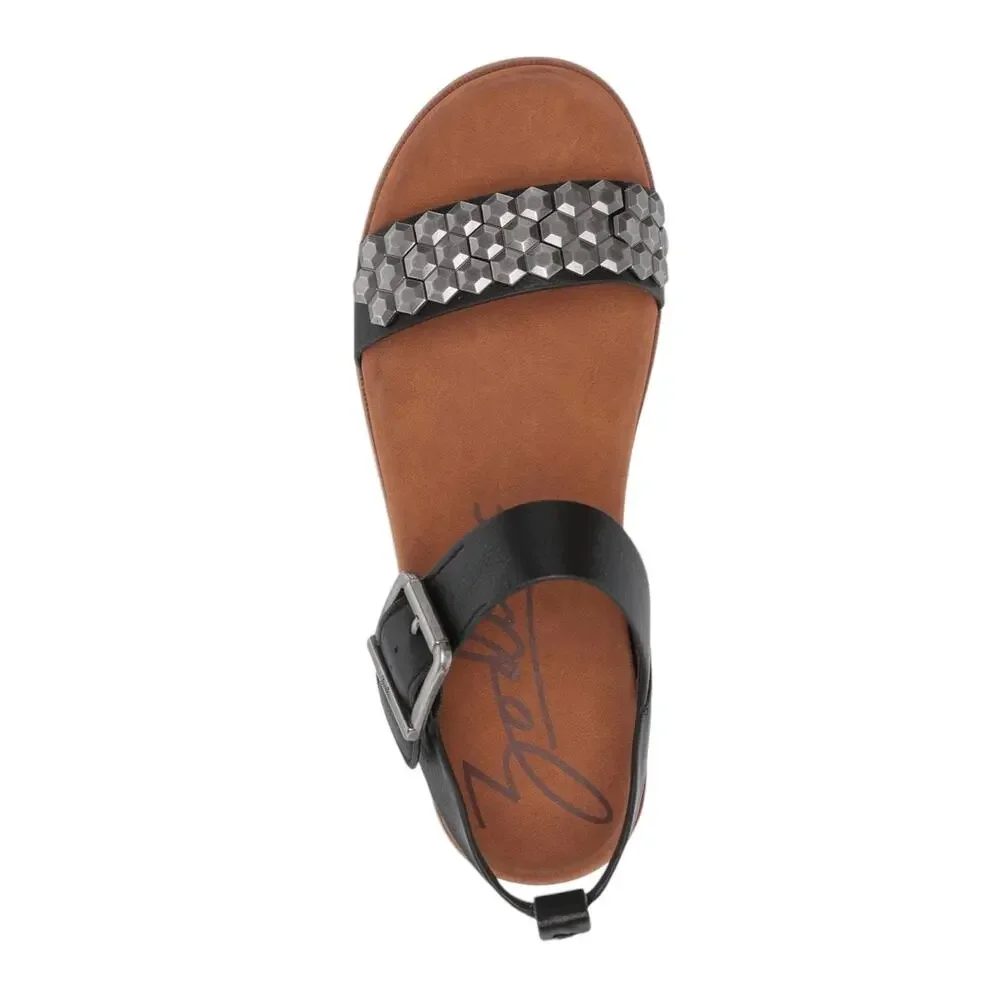 Zodiac Women's Nola Ankle Strap Studded Flat Sandals Black Size 10